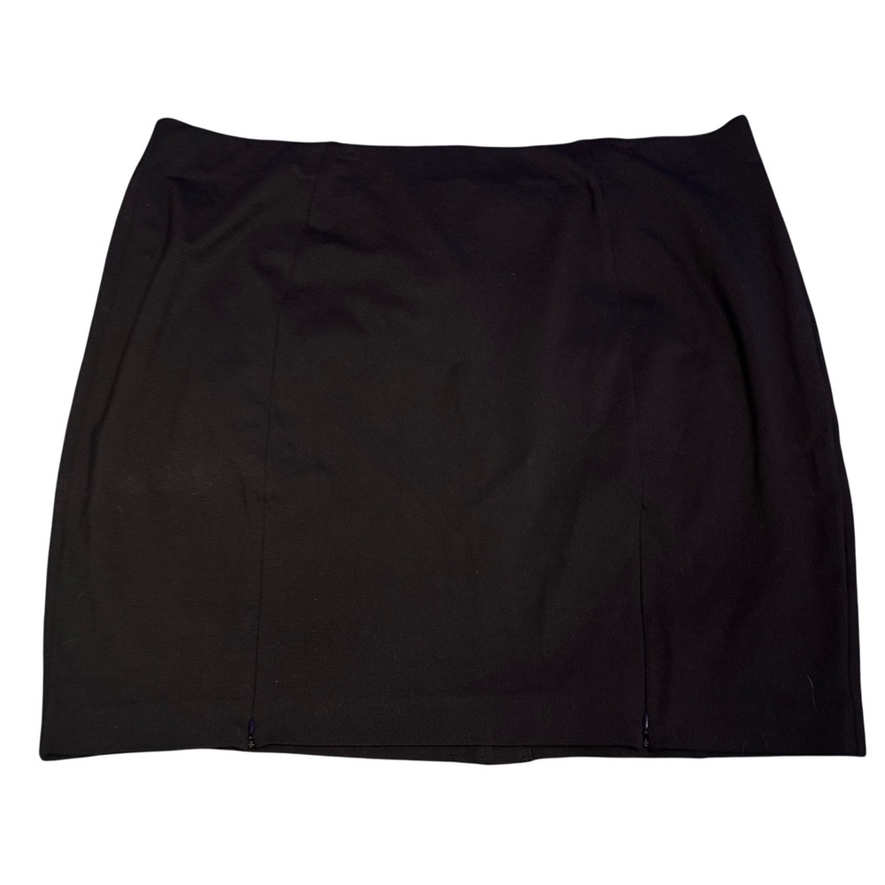 Lane Bryant Black Pull-On Pencil Skirt Zipper Slit Detail Plus Size 26